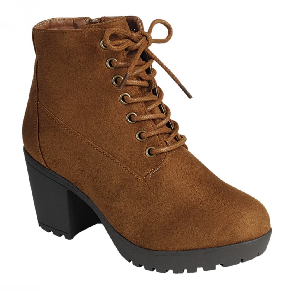 Tan Ankle Lace Up Boots - Picture 2 of 2